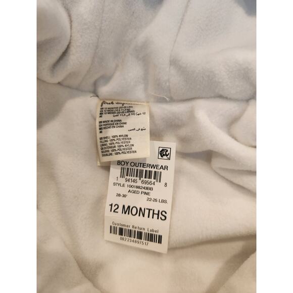 NWT First Impressions Baby Boy Hooded Fleece Lined Jacket Coat 12 Months - Picture 5 of 7